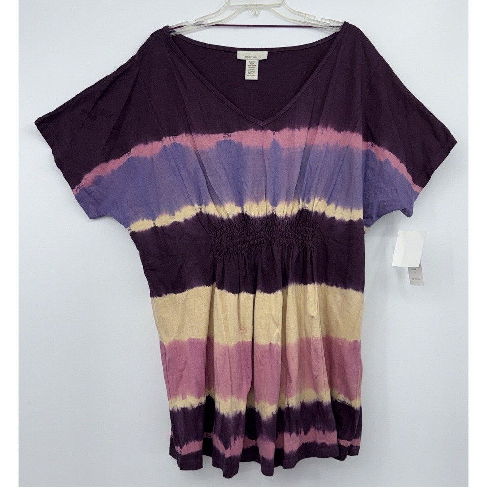 Vintage Roamans Women 2X Tie Dye Cotton Casual Top Art‎ Boho Coastal Beach Retro